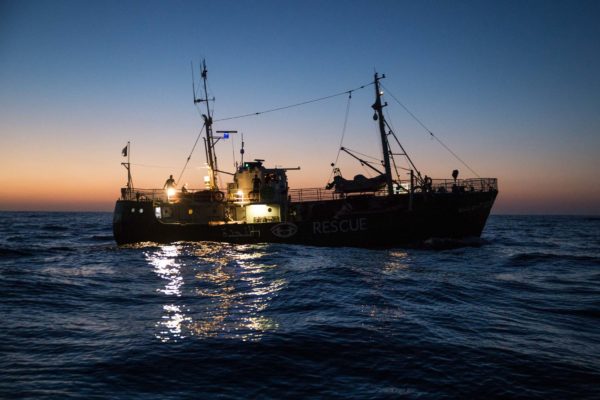 The Seefuchs (an NGO ship) in the central Mediterranean. Photo: Erik Marquardt in June 2017