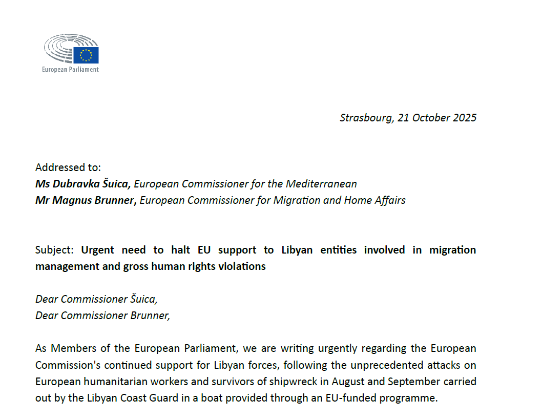 Brief: Fordern sofortiges Ende der EU-Unterstützung für libysche Milizen