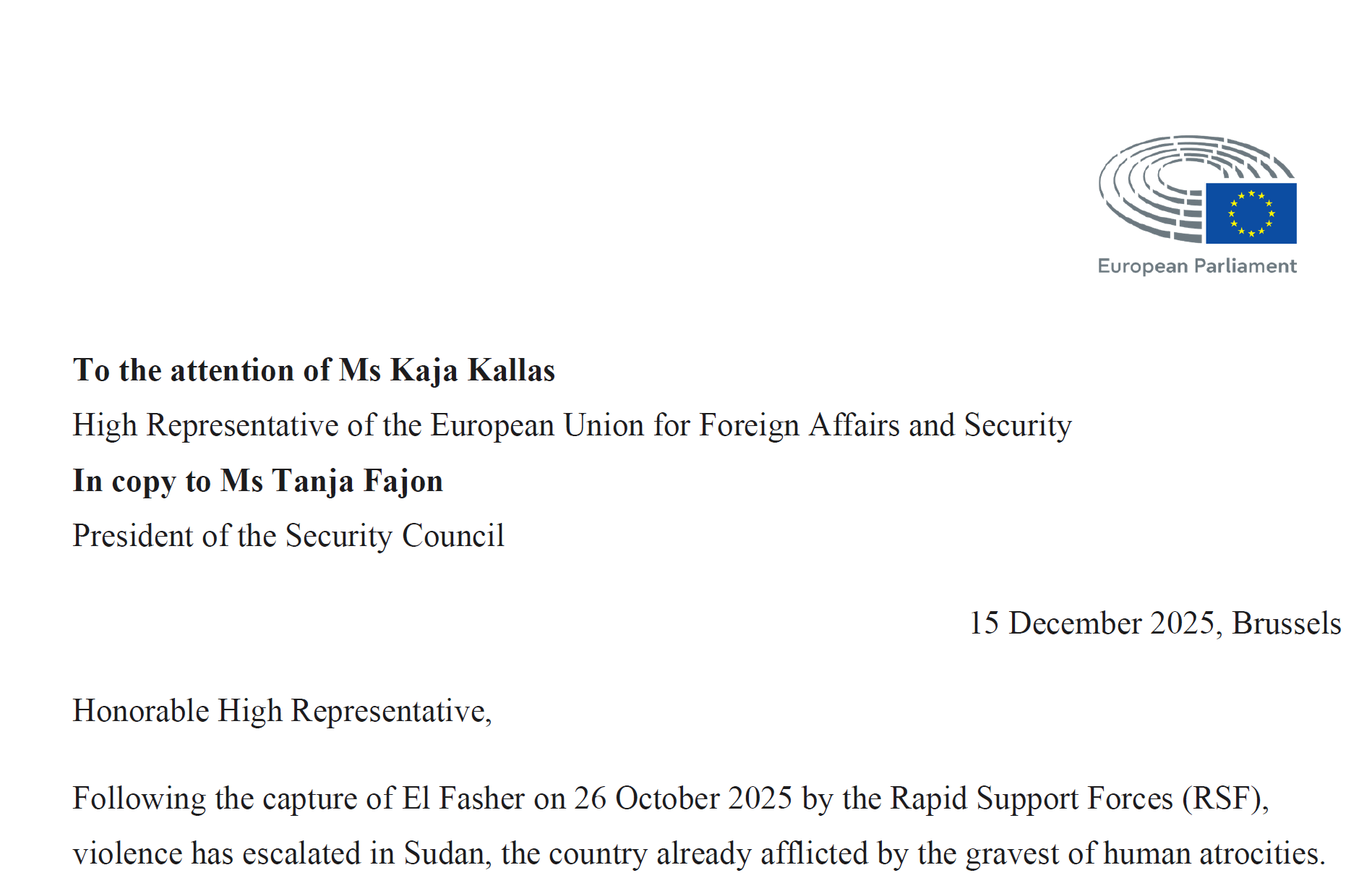 Brief zur Lage im Sudan: EU muss dringend handeln