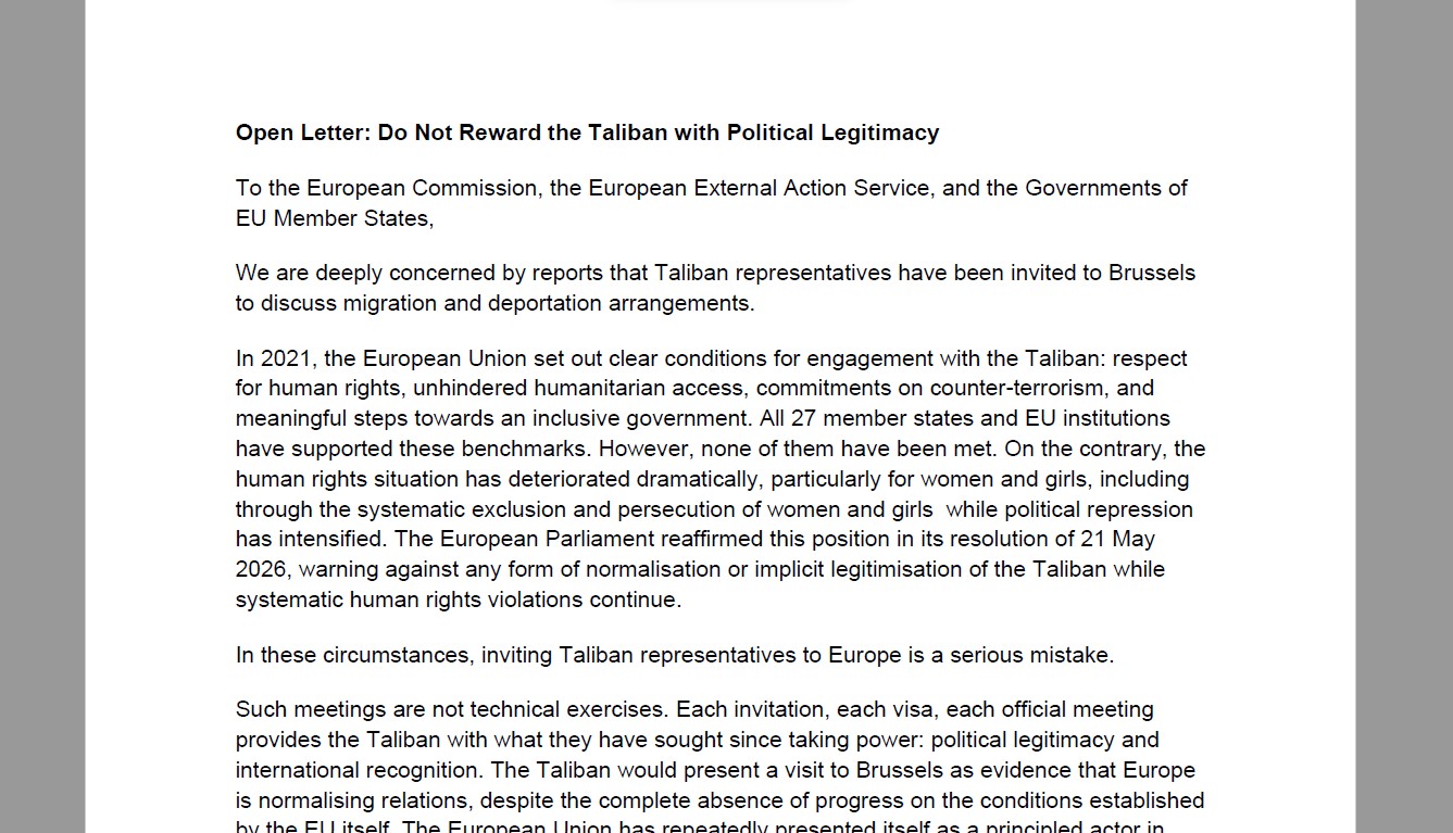 Offener Brief: Keine Legitimierung der Taliban